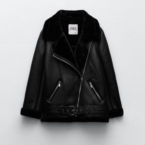 Zara Faux Fur Biker Jacket